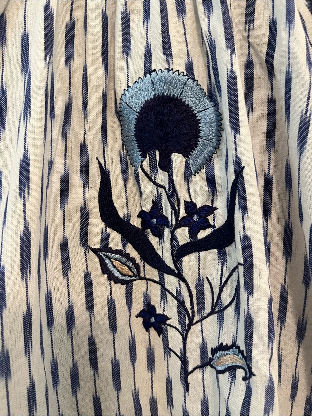 Carolina K Embroidered Striped Organic Cotton Boho Blouse Top Size S - Picture 10 of 12